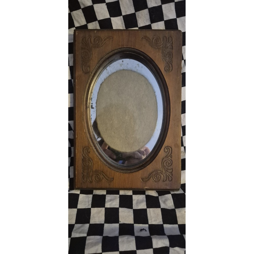 Vintage Wood Oval Picture Frame 11x7 Rustic Farmhouse Patina